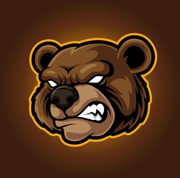 Premium Vector | Angry Bear Head Mascot Character Illustration
