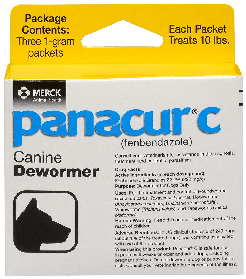 Amazon.Com : Panacur C Canine Dewormer (Fenbendazole), 1 Gram, Yellow, 3  Count (Pack Of 1) : Panacur For Dogs : Pet Supplies